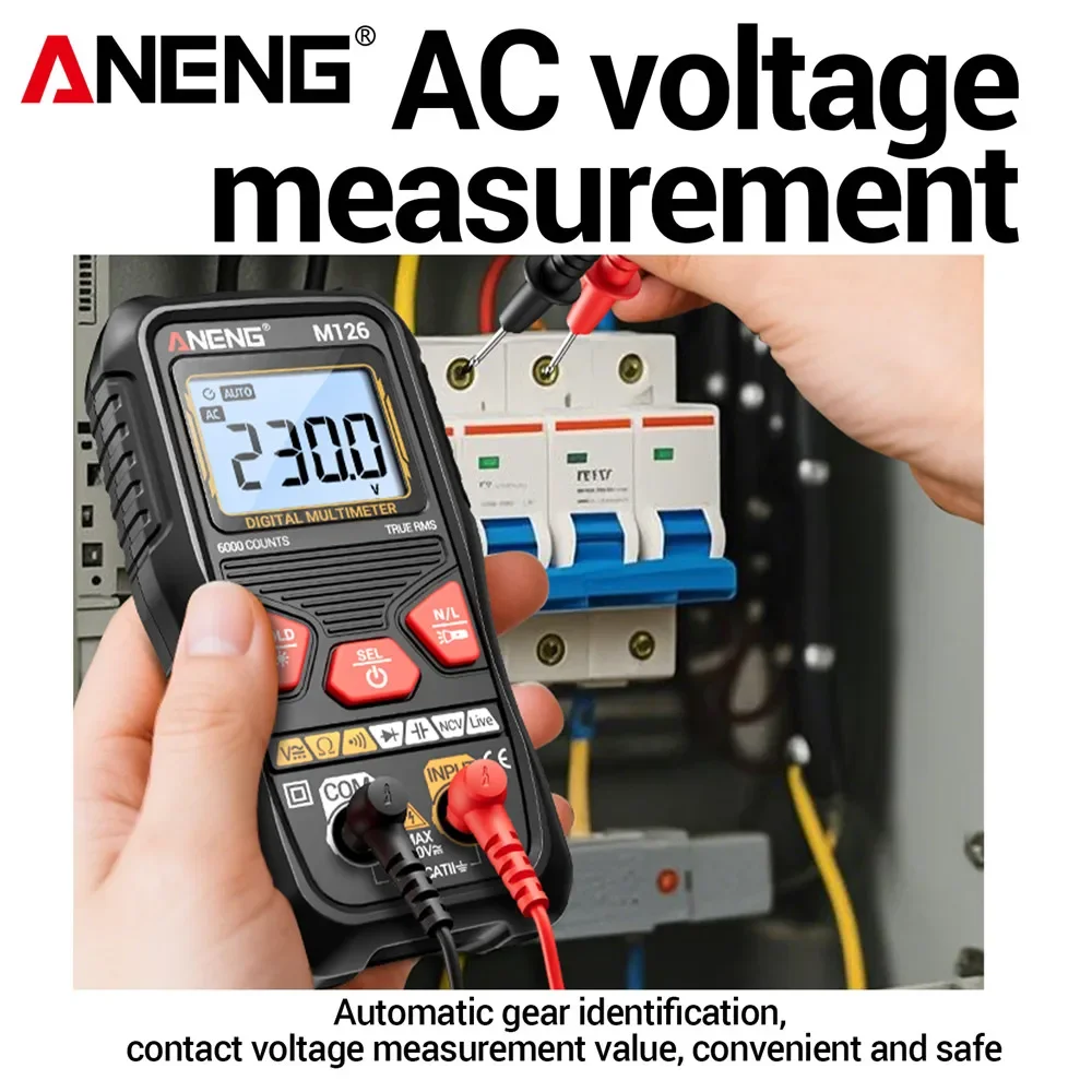 ANENG Mini Multimeter Automatic Range Digital Tester M126 Non-comtacat 6000 Counts High Precision Voltmeter Resistance Detector