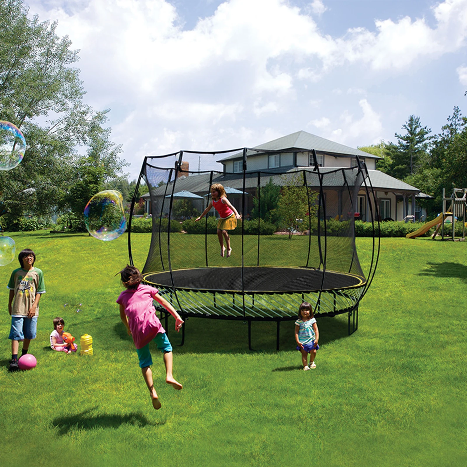 

1pc Jumping Mat Replacement For 38Inch Round Trampoline Durable Uv Resistant Black Mesh With V Rings Heavy Duty Outdoor Use