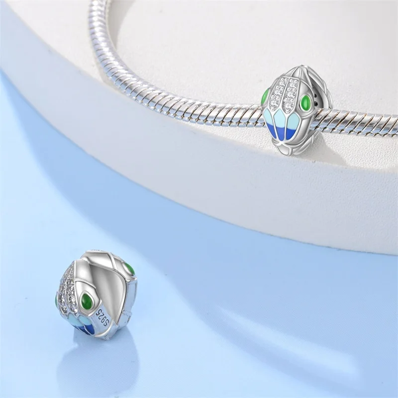 

925 Sterling Silver Creativity Snakehead Charms Beads For Women Fit Original Bracelet DIY Birthday Party Jewelry Gifts