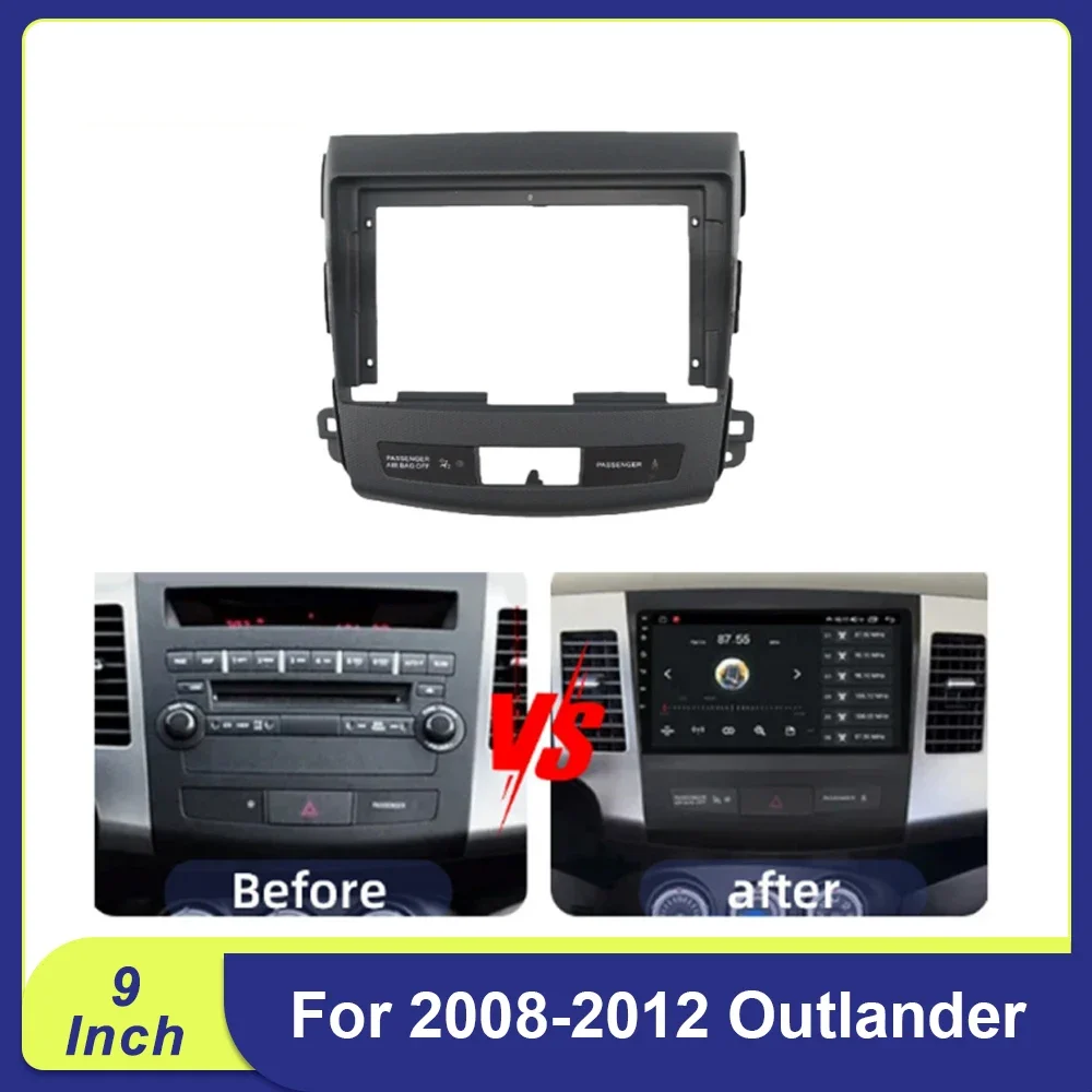 For 2008-2012 Outlander 9 Inch Android Multimedia Car Radio Fascia Frame with Video Audio Player Wiring Harness