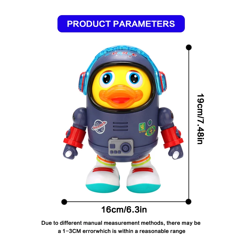 Crianças dançando bonito universo pato brinquedo divertido, música colorida, dança automática com luzes, brinquedos de presentes de feriado de natal