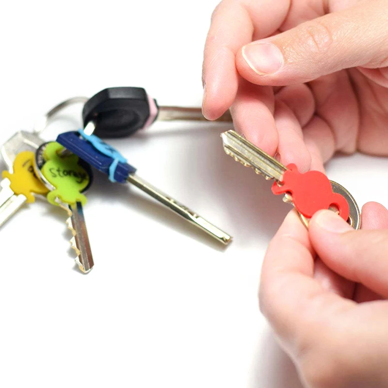 12Pcs/set Multicolor Key Top Covers Head Caps Tags ID Markers Mixed Toppers Color Identification Ring Silicone Key Case