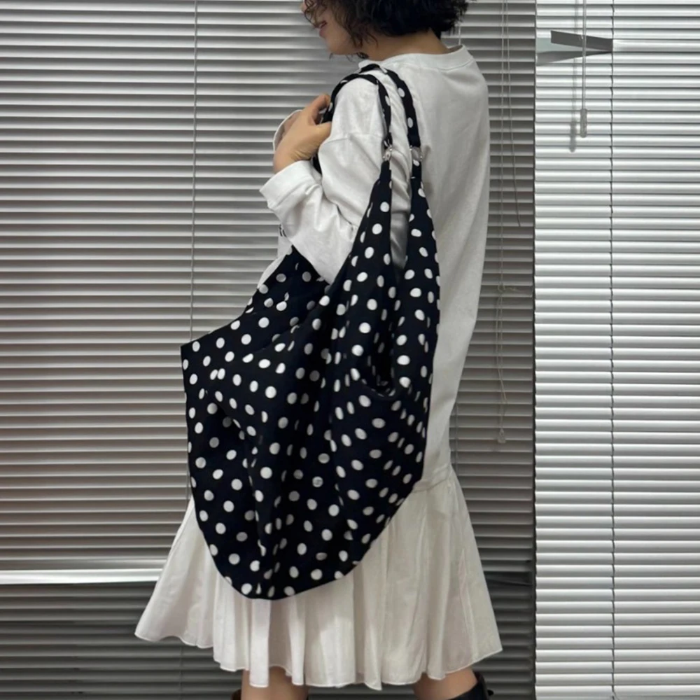 

Большая вместительная женская сумка-тоут в белый горошек НОВЫЕ дизайнерские сумки для женщин Мягкая сумка через плечо Hobos Большие дорожные кошельки для покупок