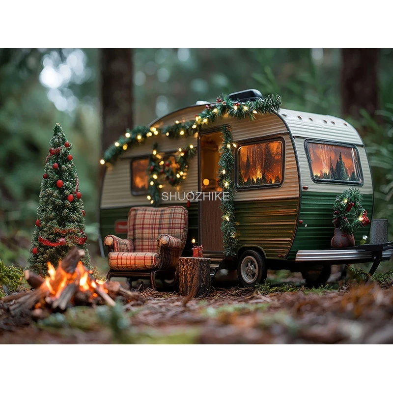 Gemütliche Weihnachtstag Szene Kamin Fotografie Hintergrund Requisiten Winter Wohnzimmer Neujahr Geschenk Urlaub Foto Hintergrund RS-07