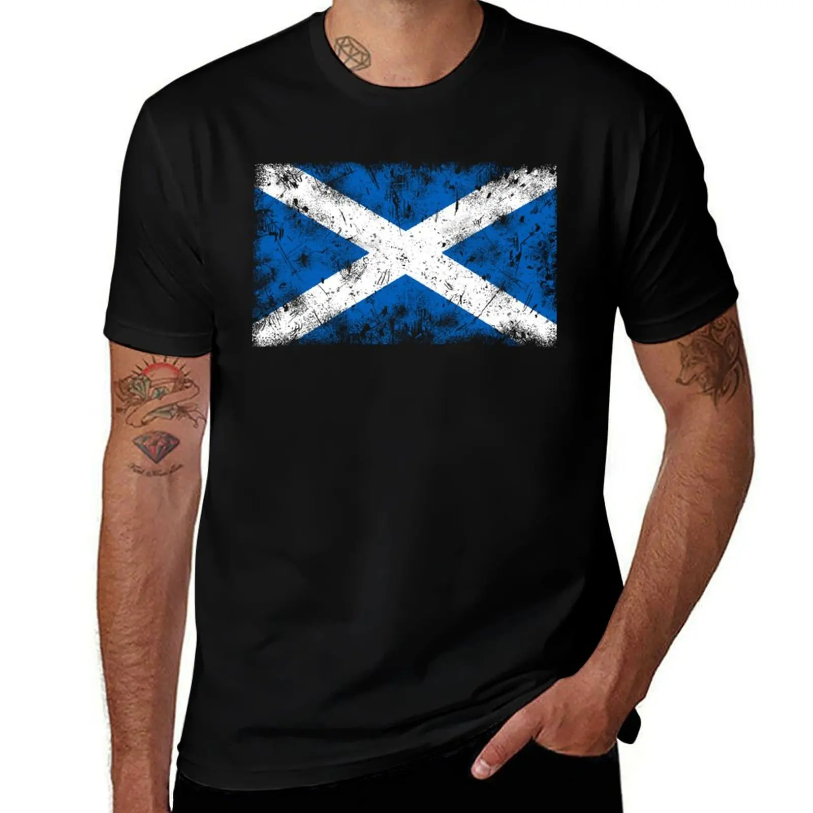 

Scotland VINTAGE FLAG T-Shirt t shirts for man pack cotton men t shirt cotton 100% t shirts for man graphic vintage T-shirt