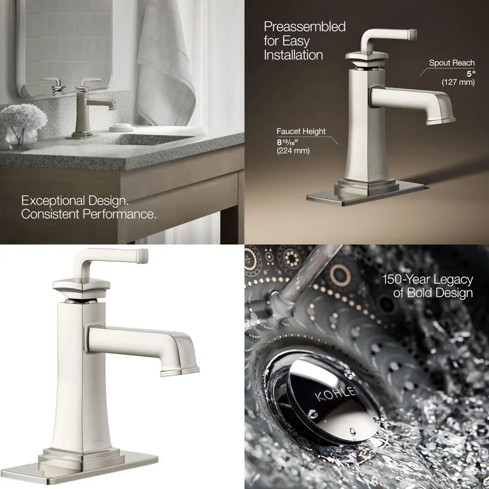 

Single-Handle Bathroom Sink Faucet, 1.2 GPM, Polished Nickel Finish