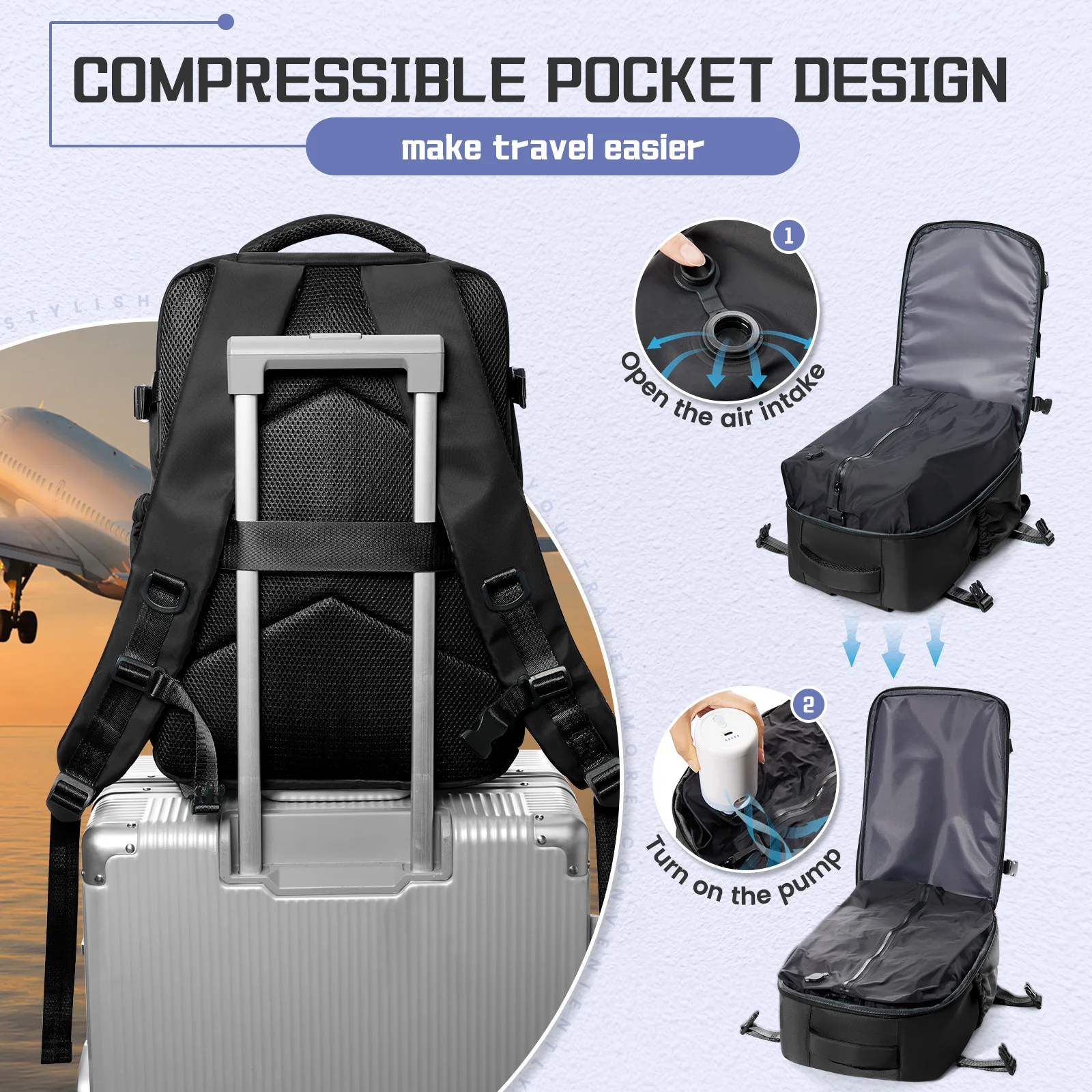 New Outdoor Hiking Travel Backpack vacuum compression Backpack for women men Portable,  Large Capaticy 30L Expand Climbing Bag