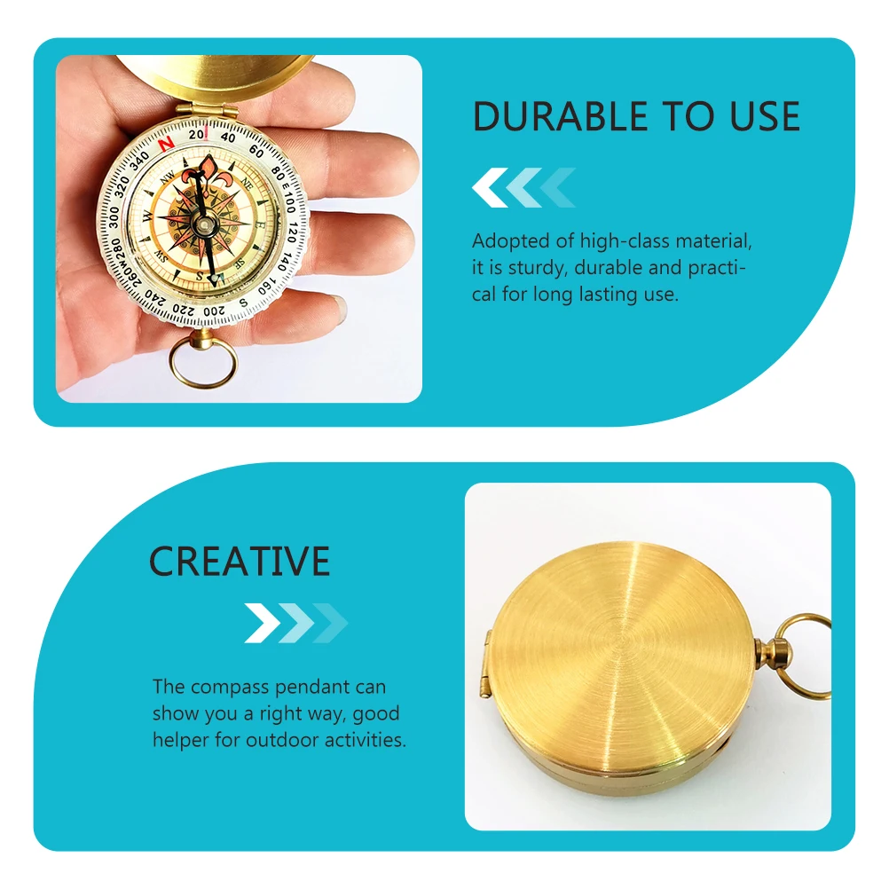

Vintage Style Compass Pendant Portable Camping Compass For Outdoor Hiking Survival Multi-Function Travel Accessory Retro