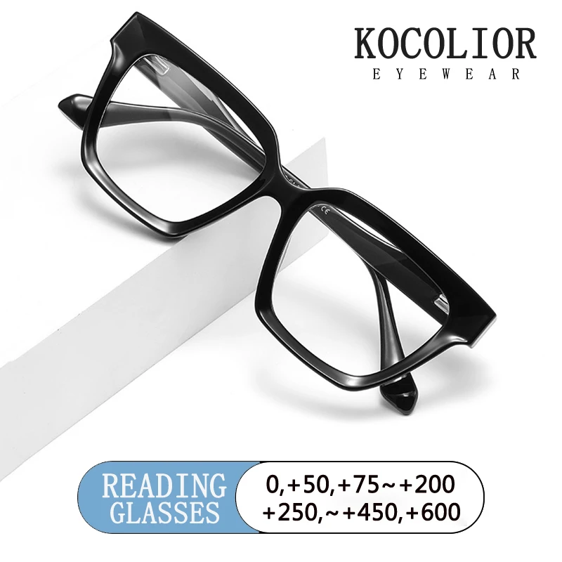 

Retro Rivet Acetate Fiber Insert Square Eyeframe Women Optical Prescription Photochromic Anti Blue Ray Computer Reading Glasses