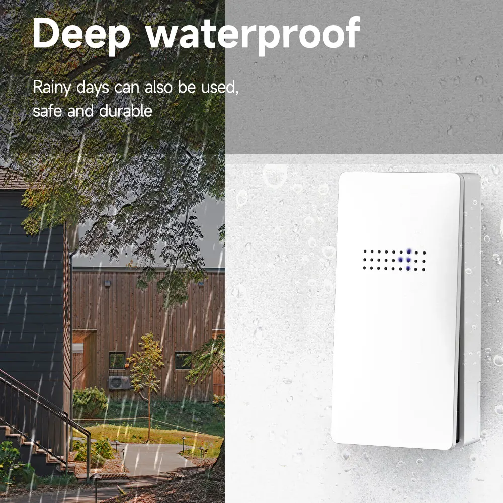 Cerhot Self Powered Outdoor Wireless Doorbell With Temperature Display 100m Waterproof Door Bell Sets 38 Songs Ring Home Welcome