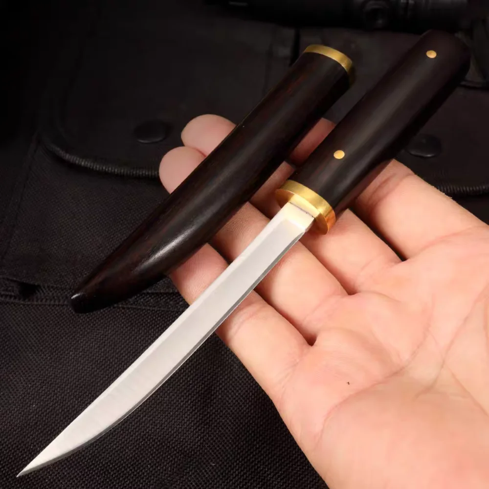 

Мини-нож из дамасской стали, нож для фруктов высокой твердости, легкий портативный нож для самообороны на открытом воздухе, каждый день, ножи с фиксированным лезвием