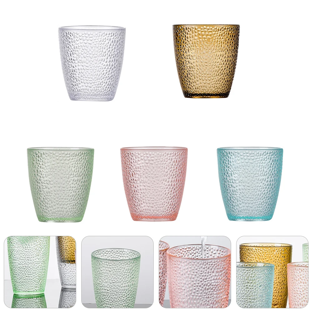 

5 Pcs Colorful Water Cup Beer Drink Mug Acrylic Clear Drinking Party Glass