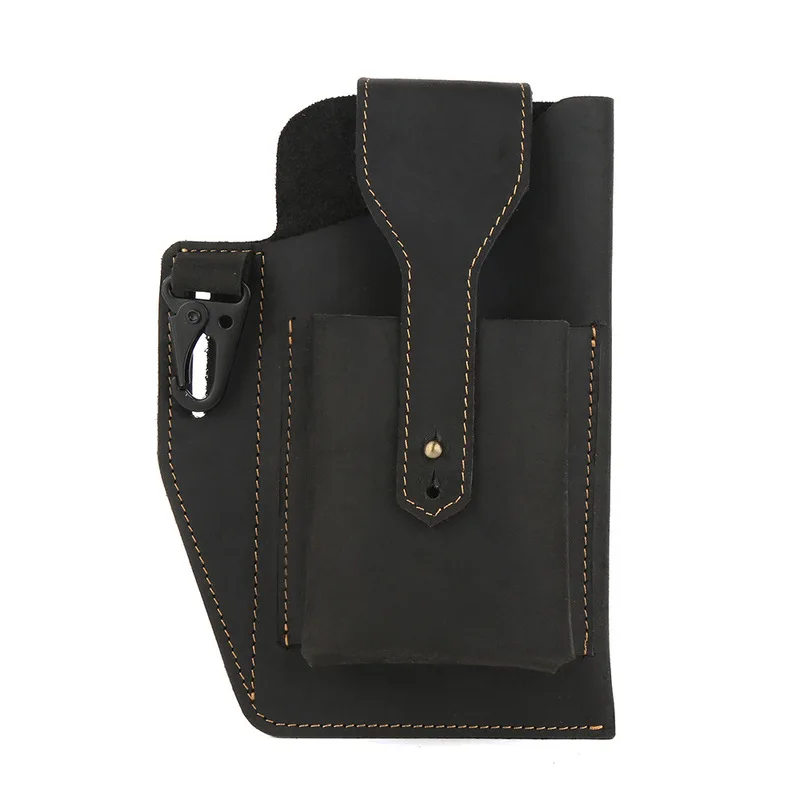 Men's Retro Wild Horse Leather Phone Bag Belt for Men High-end Leather Outdoor Sports Tactical Belt Bag