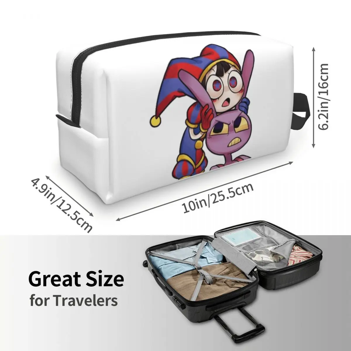 Pomni Tadc Jax The Amazing Circus Bolsa de maquillaje Organizador de cosméticos Almacenamiento Dopp Kit Neceser Bolsa de cosméticos Estuche para lápices