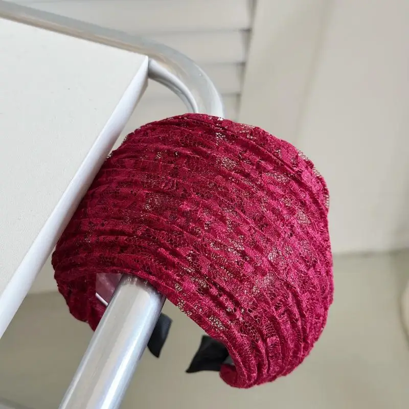 Rutschfestes Spitzen-Mesh-Haarband, hohles, elastisches, breites Haar-Accessoire für Frauen und Mädchen – Detail 6