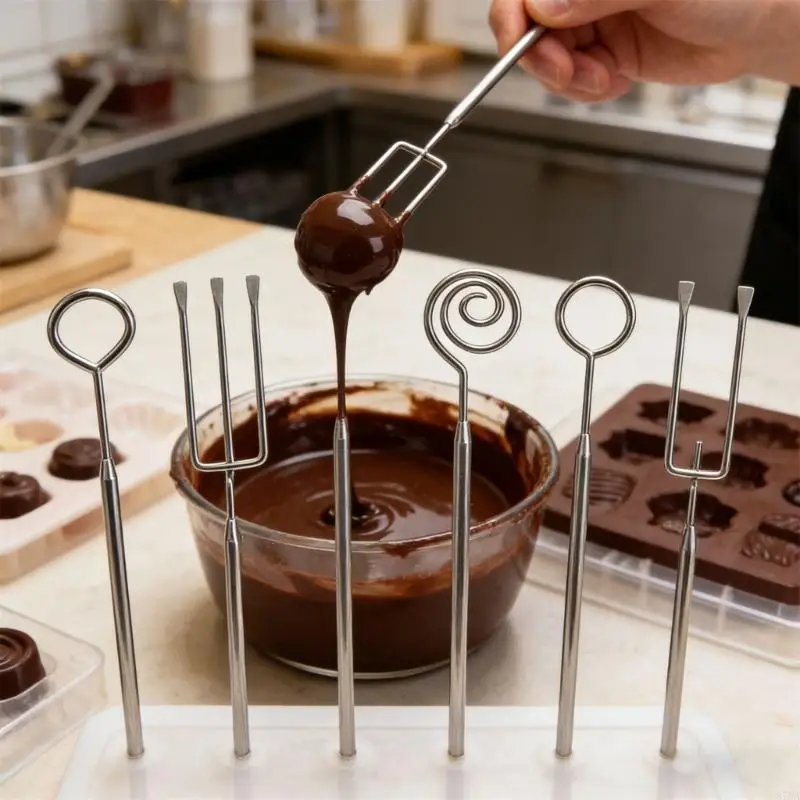 

6 шт. кухонные вилки для фруктов, практичные вилки для макания шоколада из нержавеющей стали, набор для шоколадного фондю и 87HA
