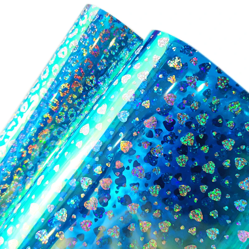 Holographic PVC Clear Vinyl Fabric Laser Printed Faux Leather Sheets for Bows Arts Crafts DIY Sewing Materials waterproof bags