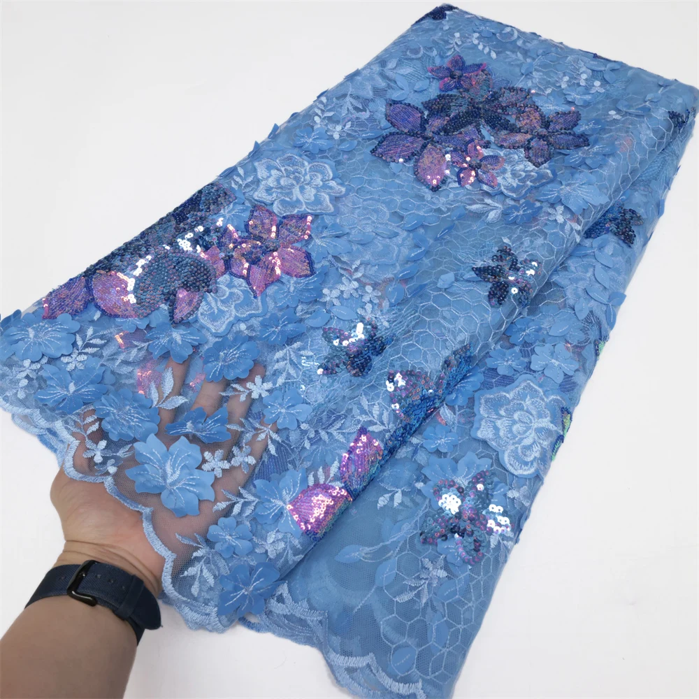 

Design Nigerian Lace Fabric African Lace Fabrics High Quality Tulle Net Elegant French Net Lace Fabric For Wedding Sewing LY2487
