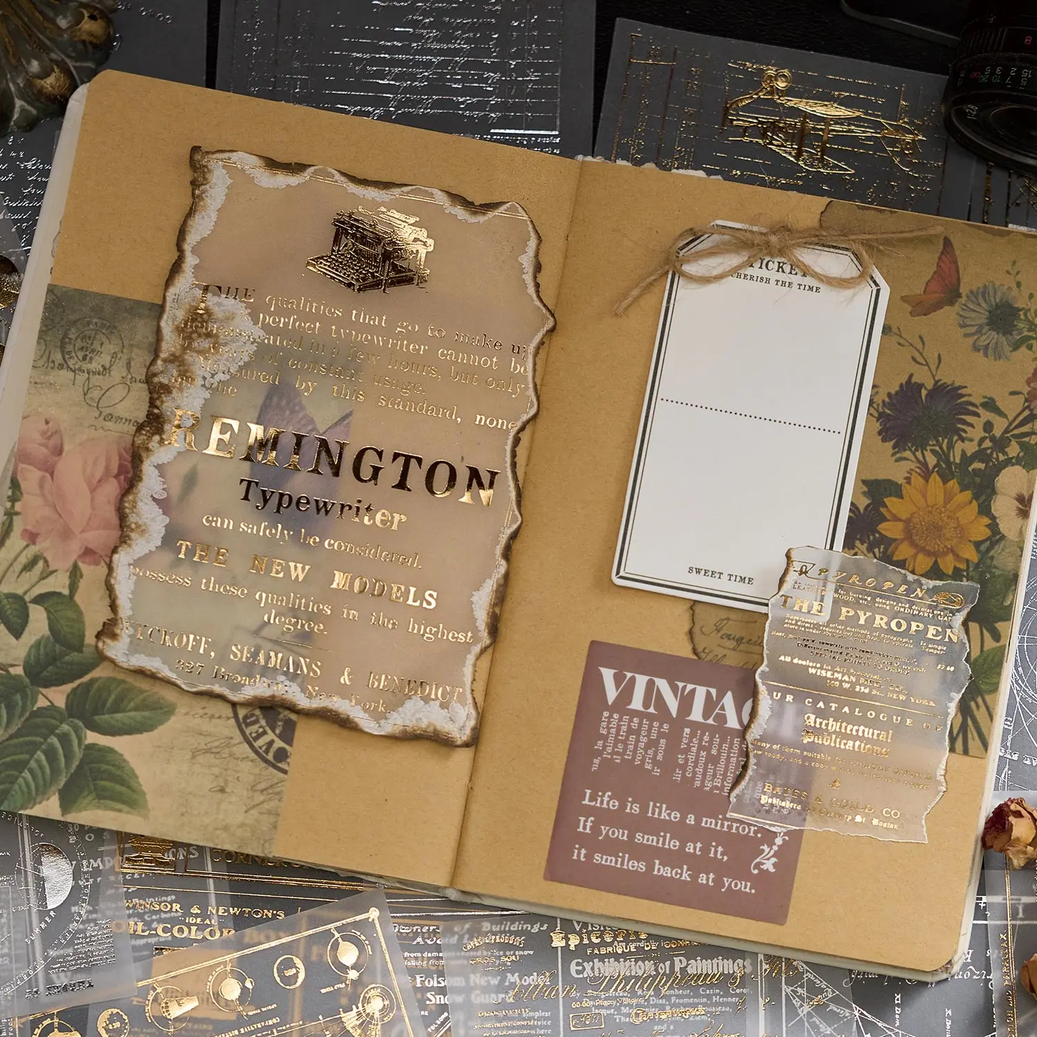 Sulfuric Acid Paper Hot Stamping and Silver Material Package Bright Streamer Series Ins Style Handbook Background Base Decoration Material Decorative Paper Scissors Picture Book