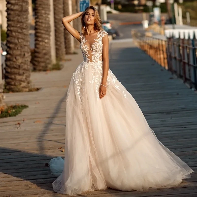

Lace Wedding Dresses Long Sleeves Bridal Gowns Beaded Sweetheart Neckline Neck Plus Size Sweep Train Vestidos De Novia 01
