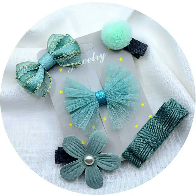 5PCS/set Baby Girls Bow Hair Barrettes Flower Hairpins Headdress Cute Children Hairpin Princess Headwear Hair Clip