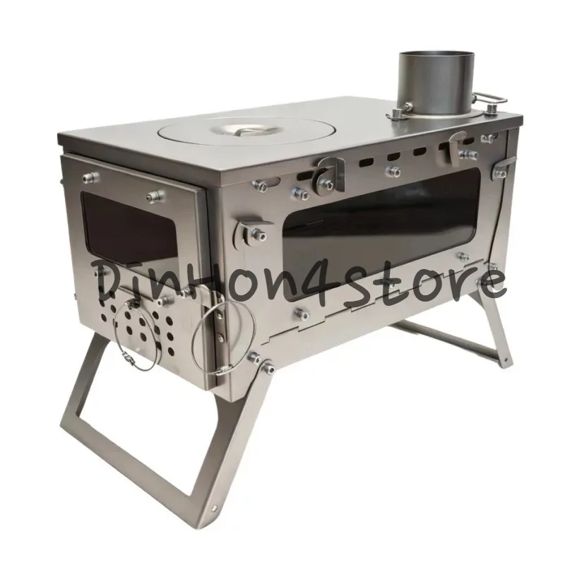 2026 Pure Titanium Folding Wood Stove Portable Tent Camping Heating Wood Stove