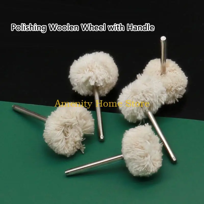 F26C Detail Buffing Wheel Set with Metal Stem, Mounted Cotton Polishing for Jewelry Care, Finishing and Small Part Work Use