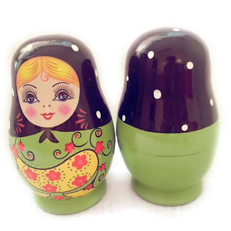 5PCS Creative Little Belly Nesting Doll Russian Matryoshka Toys Hand Painted Set Toys Fun Game Doll Crafts Wooden Material