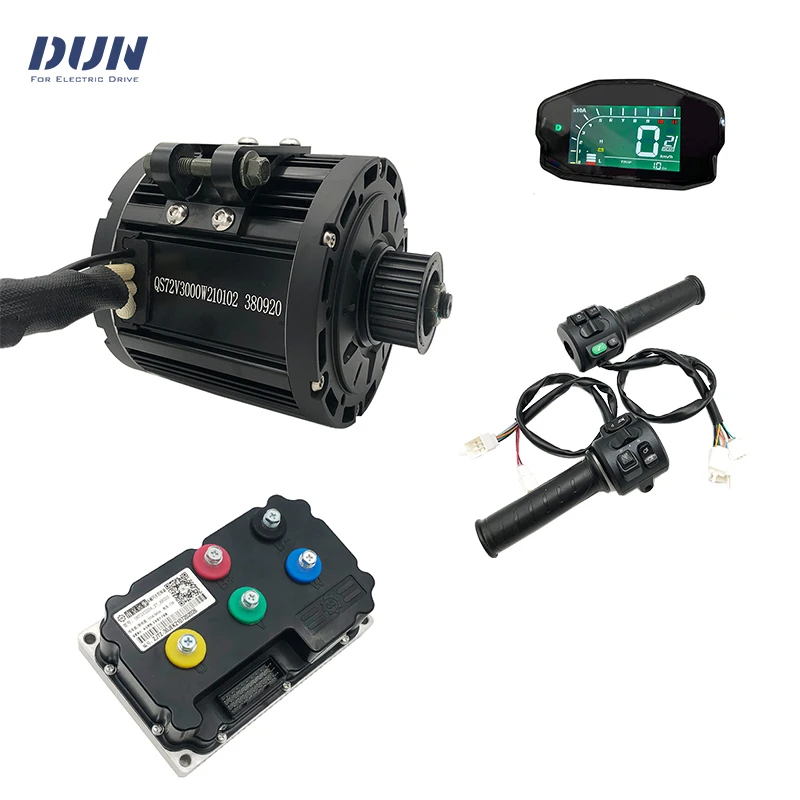 QS 138 90H mid Drive Motor 4KW Peak 10KW PMSM 100KPH with Fardriver ND72530 DKD LCD Speedometer And T08 Throttle Kits for E-Bike