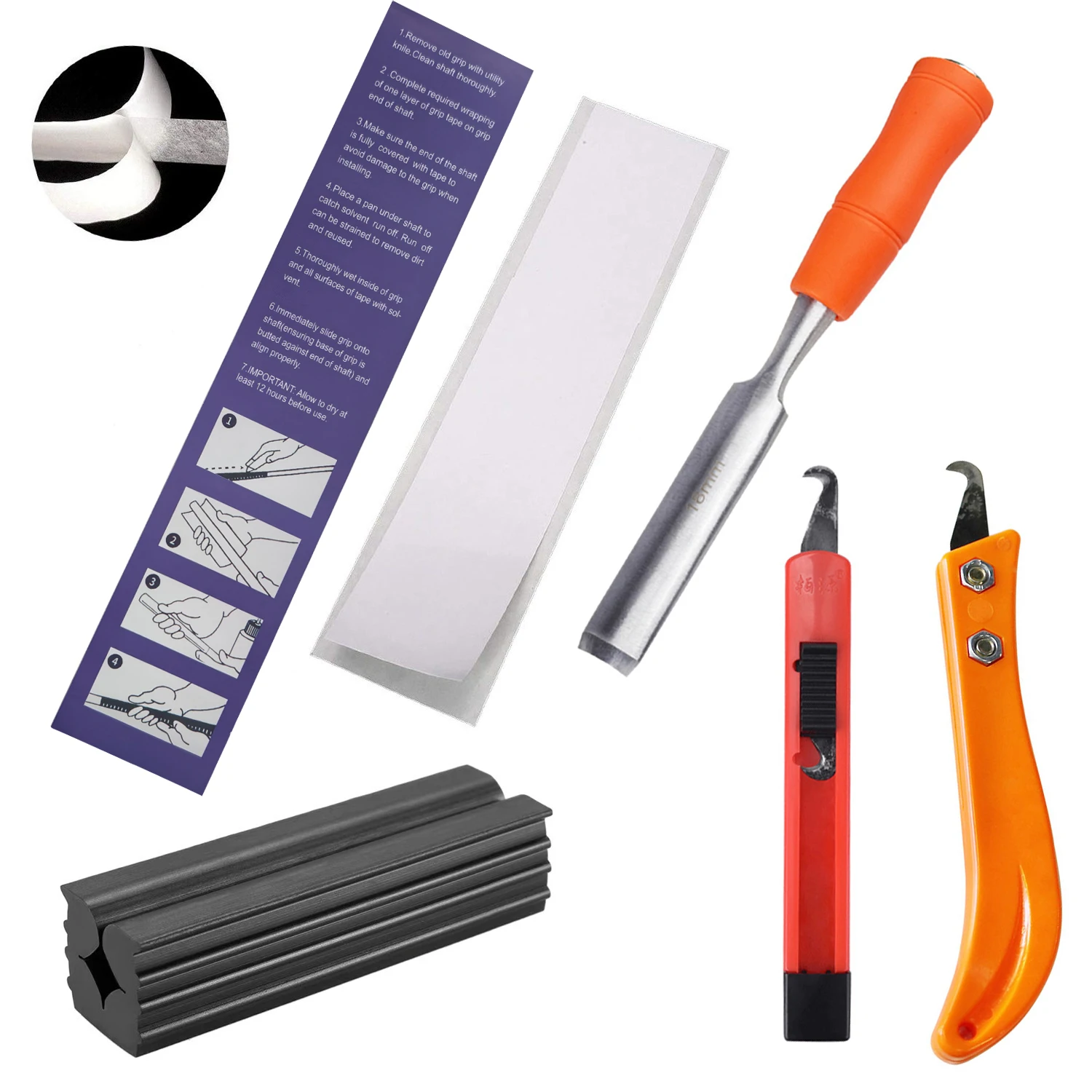 

Golf Club Regripping Kit Plastics Alloy Re Grip Tape Repair Replace Install Tool Rubber Hook Blade Golf Sports Accessories