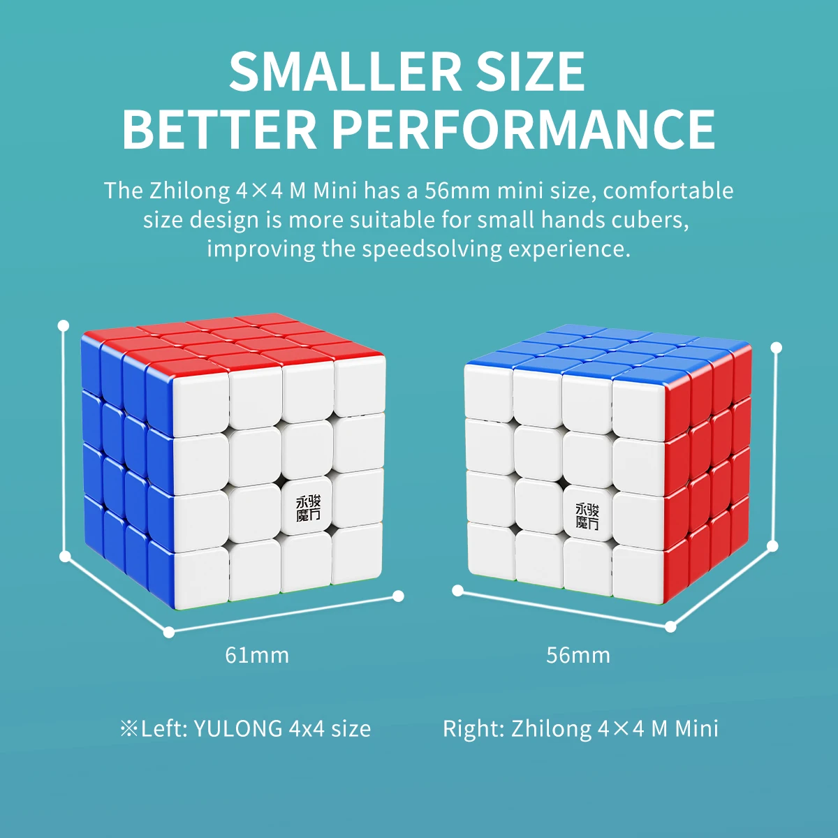 Yongjun zhilong 4x4 M الأساسية المغناطيس سرعة مكعب ستيكيرليس المهنية المكعب السحري الألغاز الملونة ألعاب تعليمية للأطفال
