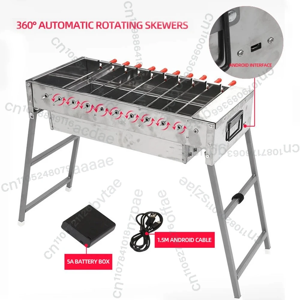 

Уличный складной угольный гриль-барбекю 60 см с автоматическим вращением, электрическая жаровня для дома