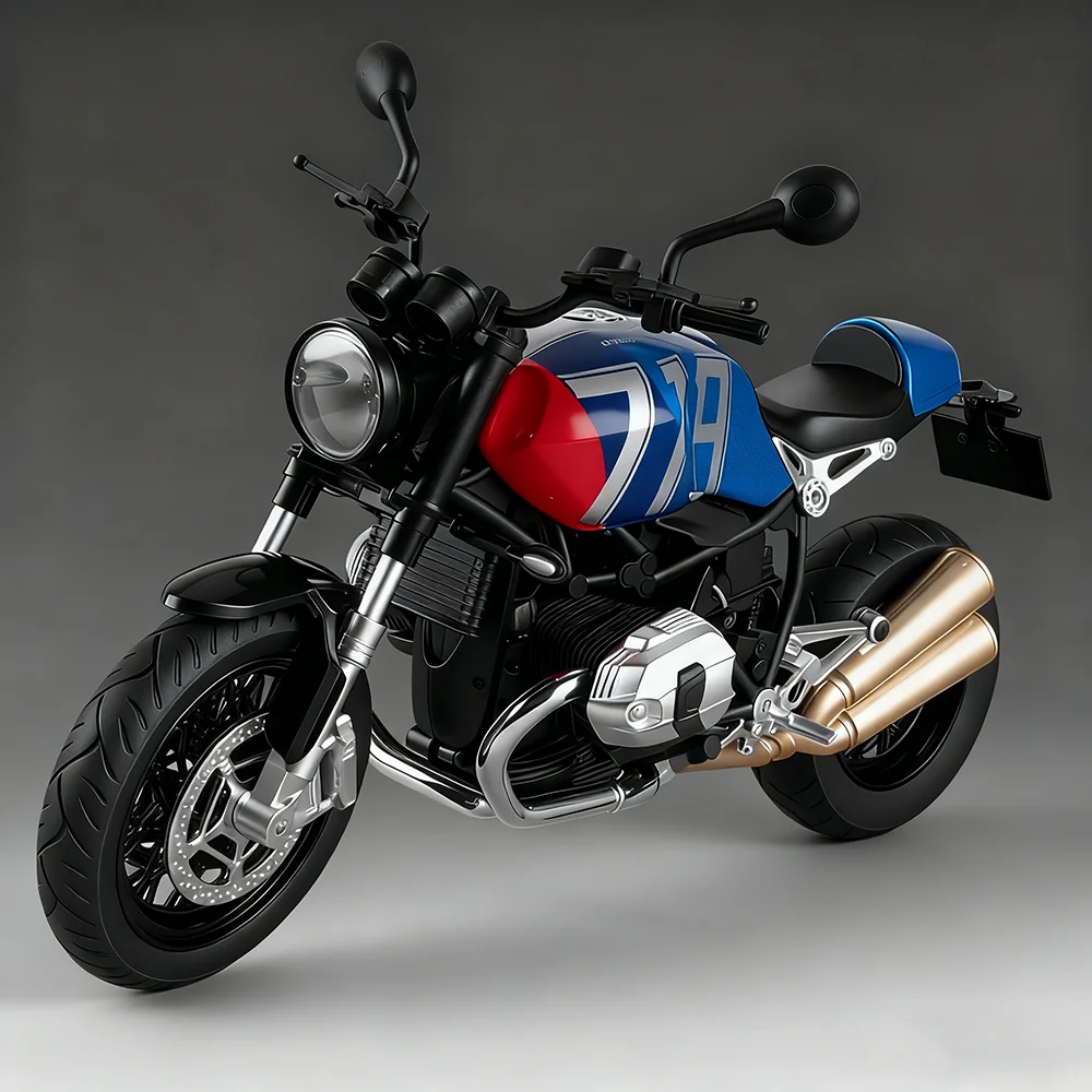 1:9 R NineT Honda Monkey motocicleta de aleación modelo fundido a presión juguetes sonido luz coche rueda delantera dirección motocicleta para niños regalo para adultos