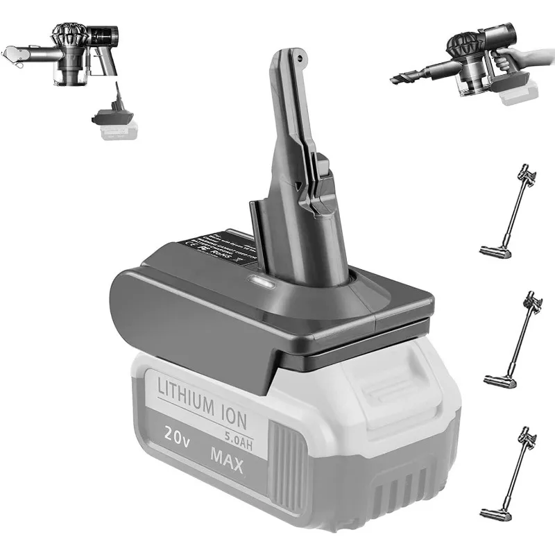Adaptador de vacío HAKSINKY para aspiradoras Dewalt, conversión de batería de litio de 20V a aspiradoras de mano Dyson V7 V8 Animal Absolute Stick
