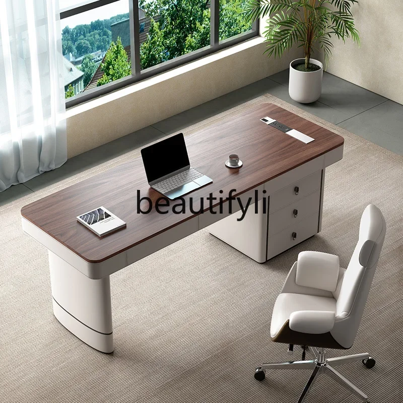 2003Solid wood desk light luxury designer office study high-end boss table computer desk - view 5