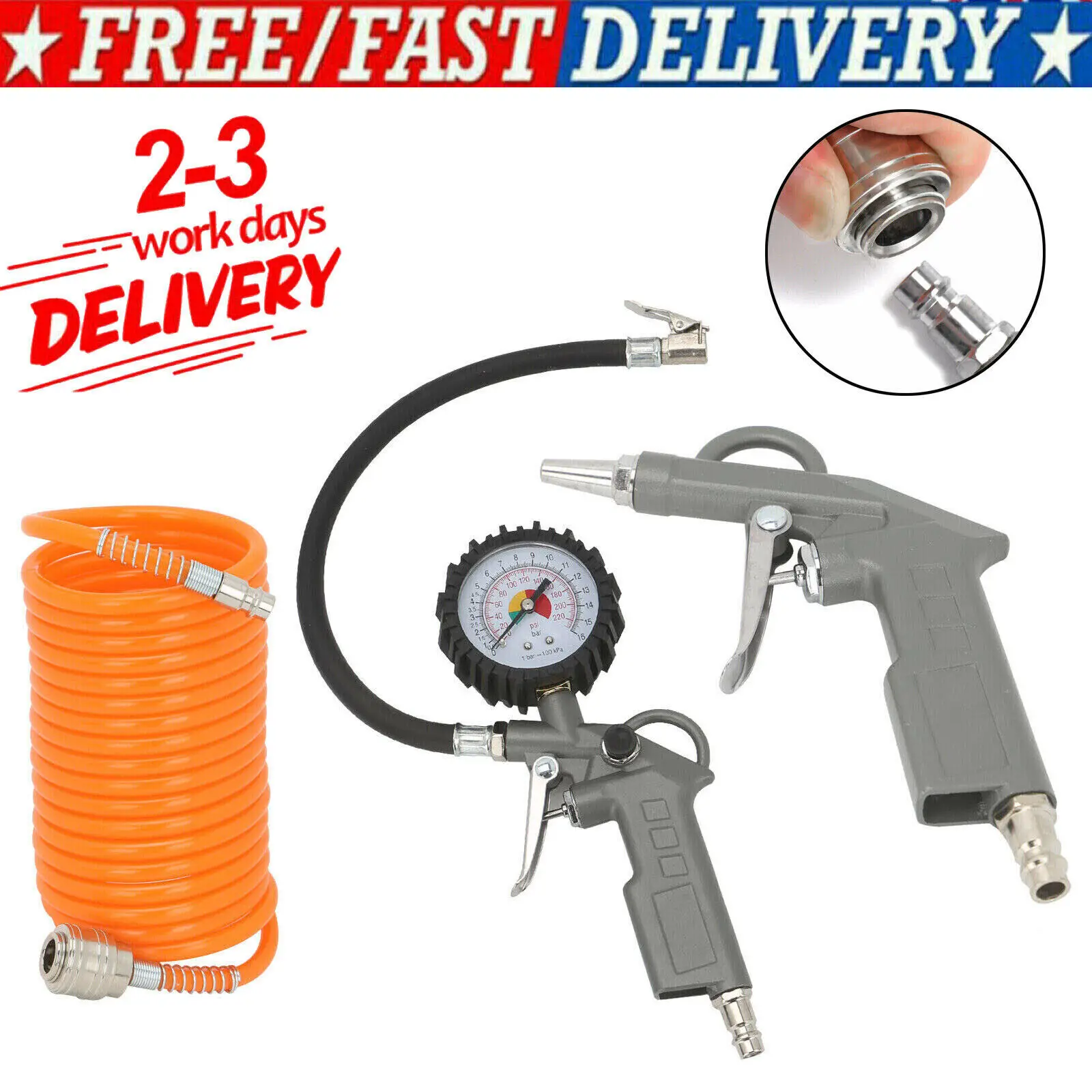 220 PSI tyre tool car tyre tool tyre inflation gun pressure gauge tester air compressor with car tyre pressure gauge