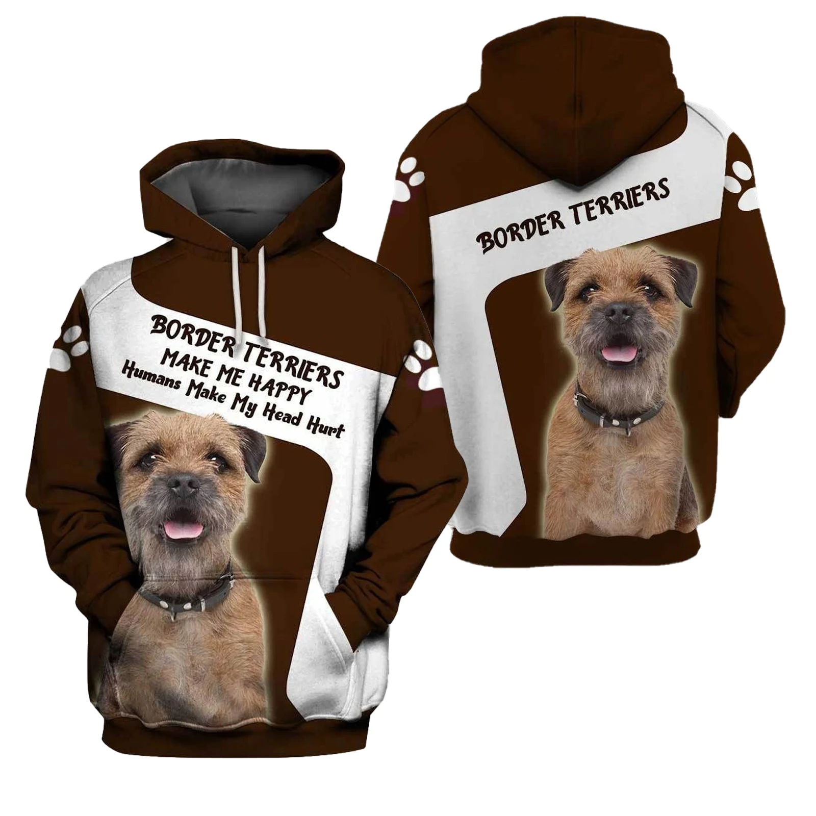 HX HX Animal Dog Hoodie Border Terrier Limited Edition 3D Printed Hoodies Casual Pocket Long Sleeve Streetwear Men Clothing