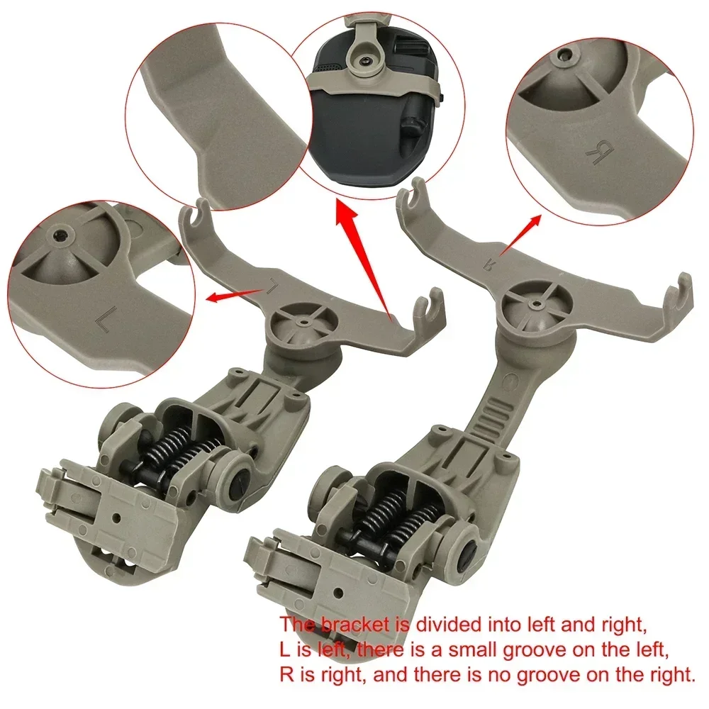 Tactical Headset Bracket Wendy Helmet ARC Rail Adapter for Walker's Razor Slim Electronic Hearing Protection Shooting Headset