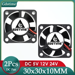 2Pcs Gdstime DC 5V 12V 24V 3cm 30mm 30x30x10mm Dual Ball bearing Cooling Fan 30mmx10mm 3010 Mini 3D Printer Brushless Cooler Fan