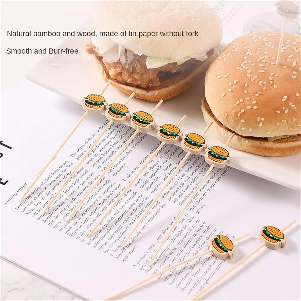 Buffet Bamboo Skewers Convenient Bamboo Skewers For Sandwich Decoration Kitchen Gadgets 12cm Household Products Burger Sign