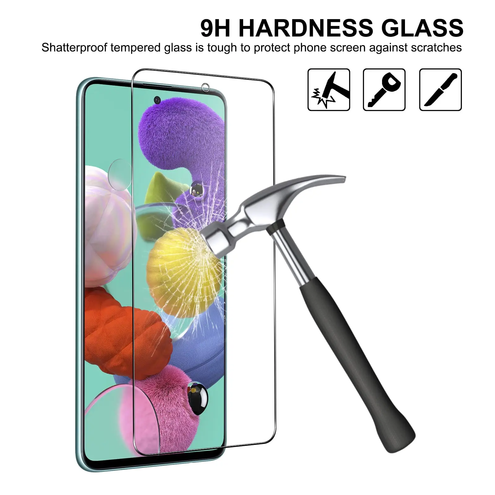 For Samsung Galaxy A51 6.5 inch Tempered Glass Screen Protector Crystal Mica 9H Protective HD Clear Transparent Anti Scratch