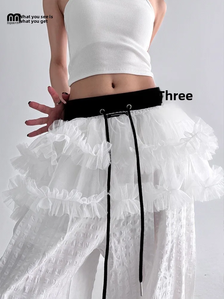 

Новая летняя женская универсальная многослойная юбка-фартук в сладком стиле с высокой талией, из полиэстера, с эффектом многоярусной юбки-торта