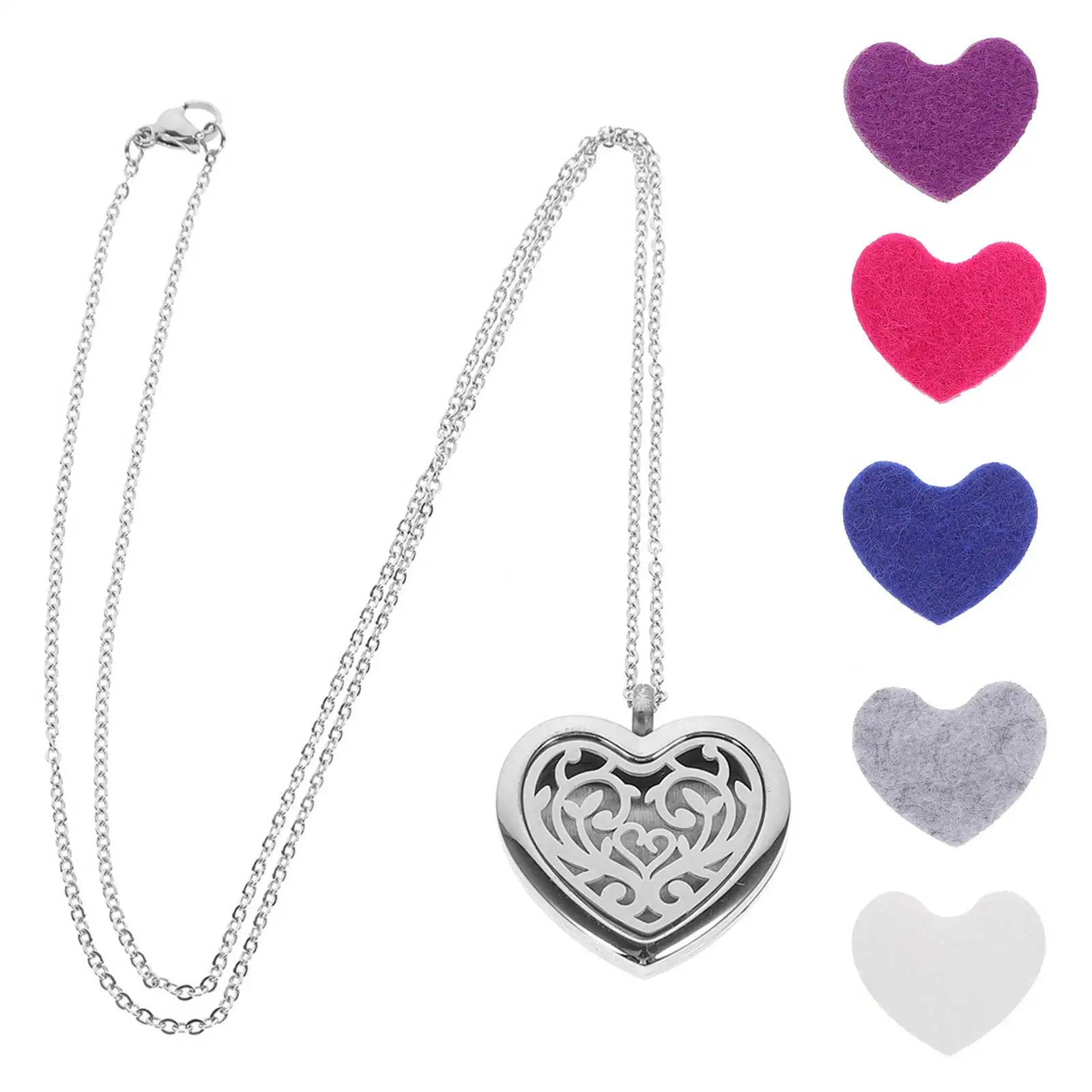 

1 set Stainless Steel Heart-shaped Pendant 30mm Random Essential Oil Diffuser Necklace Aroma Elegant Occasions