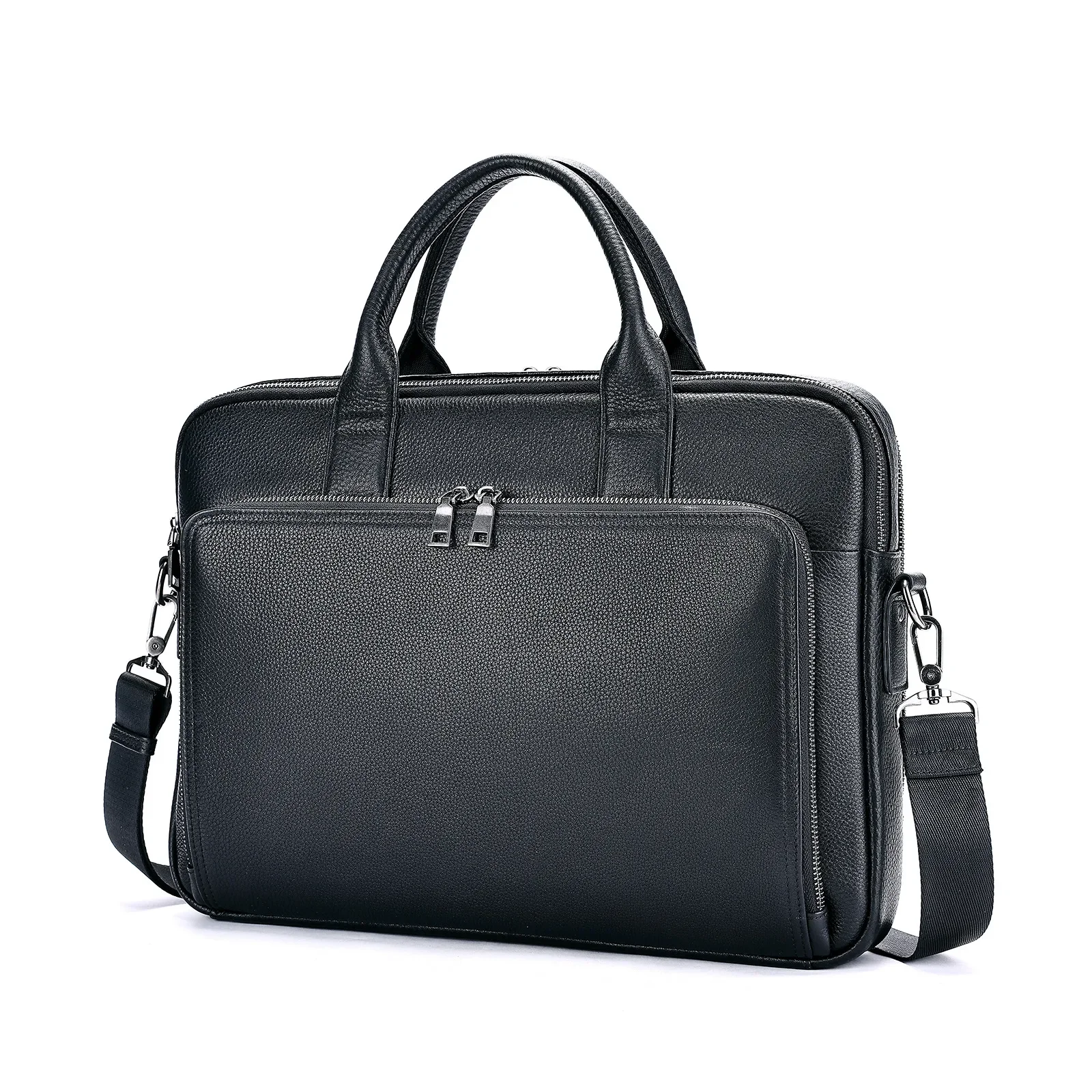 Men's Genuine Leather Business Briefcase Large Capacity Laptop Bag