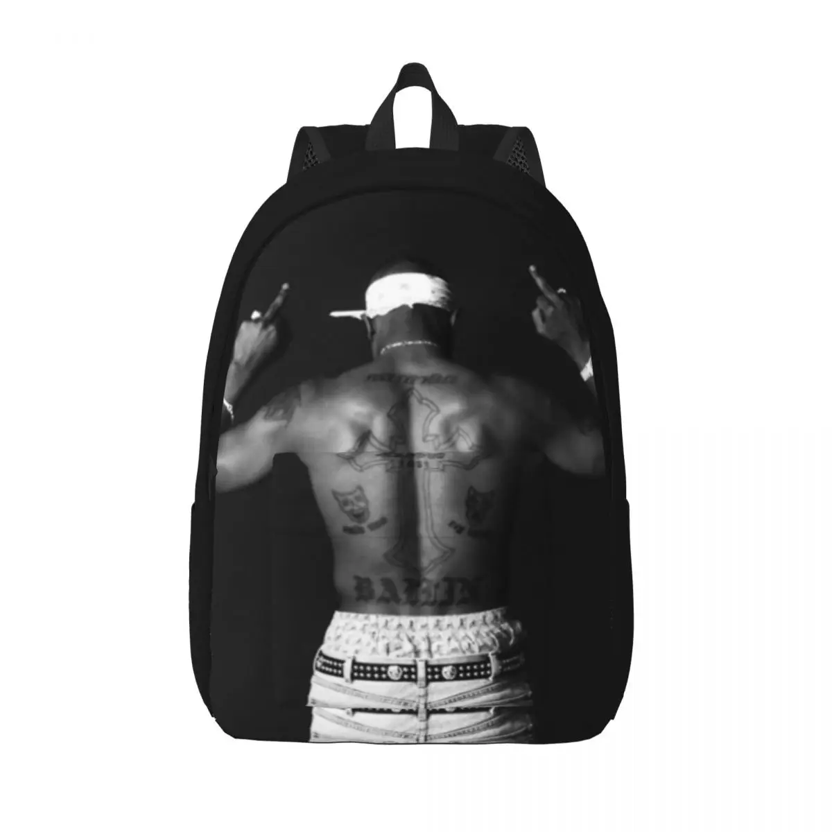 

Cool Tattoo 2pac Casual Backpack Durable Student Hiking Travel Rapper Tupac Daypack for Men Women College Canvas Bags