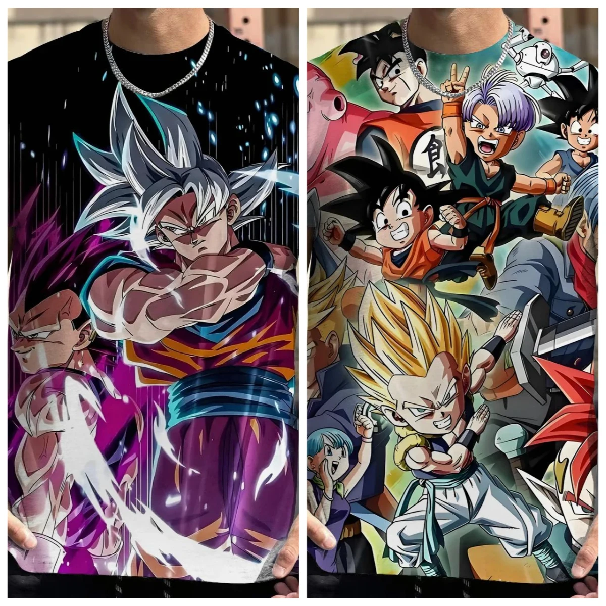 

Summer Hot-selling Japanese Animation Dragon Ball Print T-shirt Men's Retro Washed Top Harajuku Hip-hop Children's Street Wear