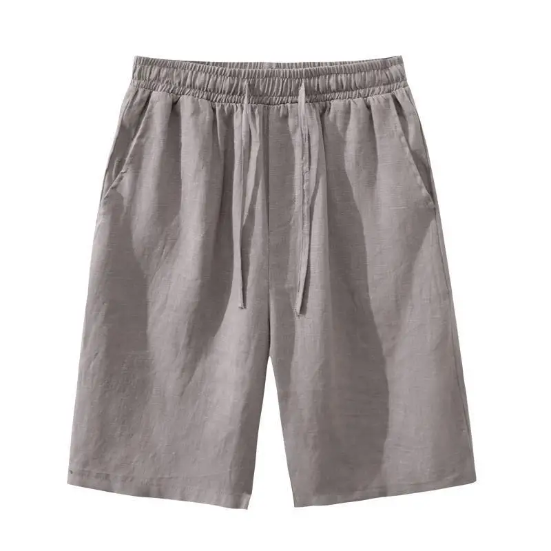 Pantaloni larghi da uomo in cotone e lino, taglio dritto, estivi, sottili, traspiranti, da spiaggia, casual, a gamba larga, comodi e leggeri