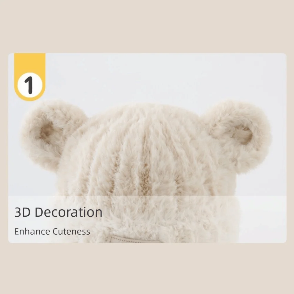 

Fashion Cute Beanie Bonnet Thicken Cold Proof Pullover Hat Windproof Warm Hat Baby