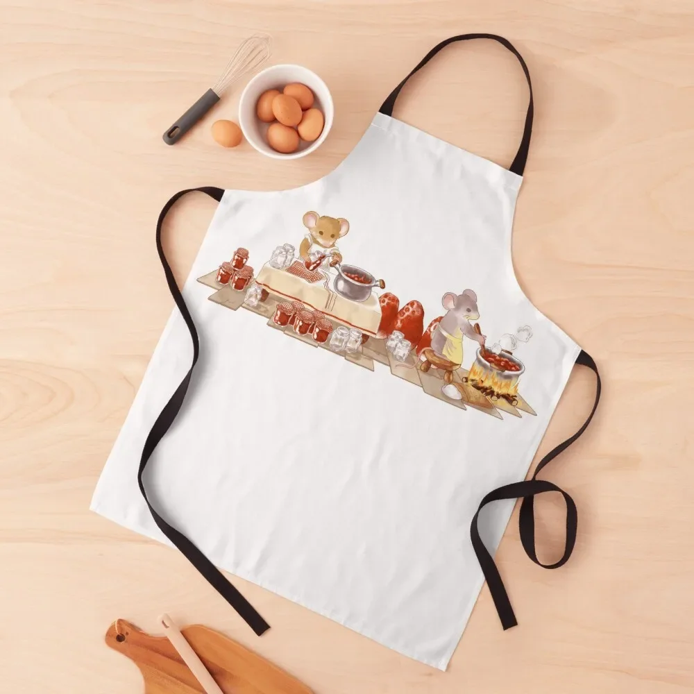 

Cottagecore Mice Making Strawberry Jam Apron cleanings Professional Barber Kitchen on the wall For Cosmetologist Apron