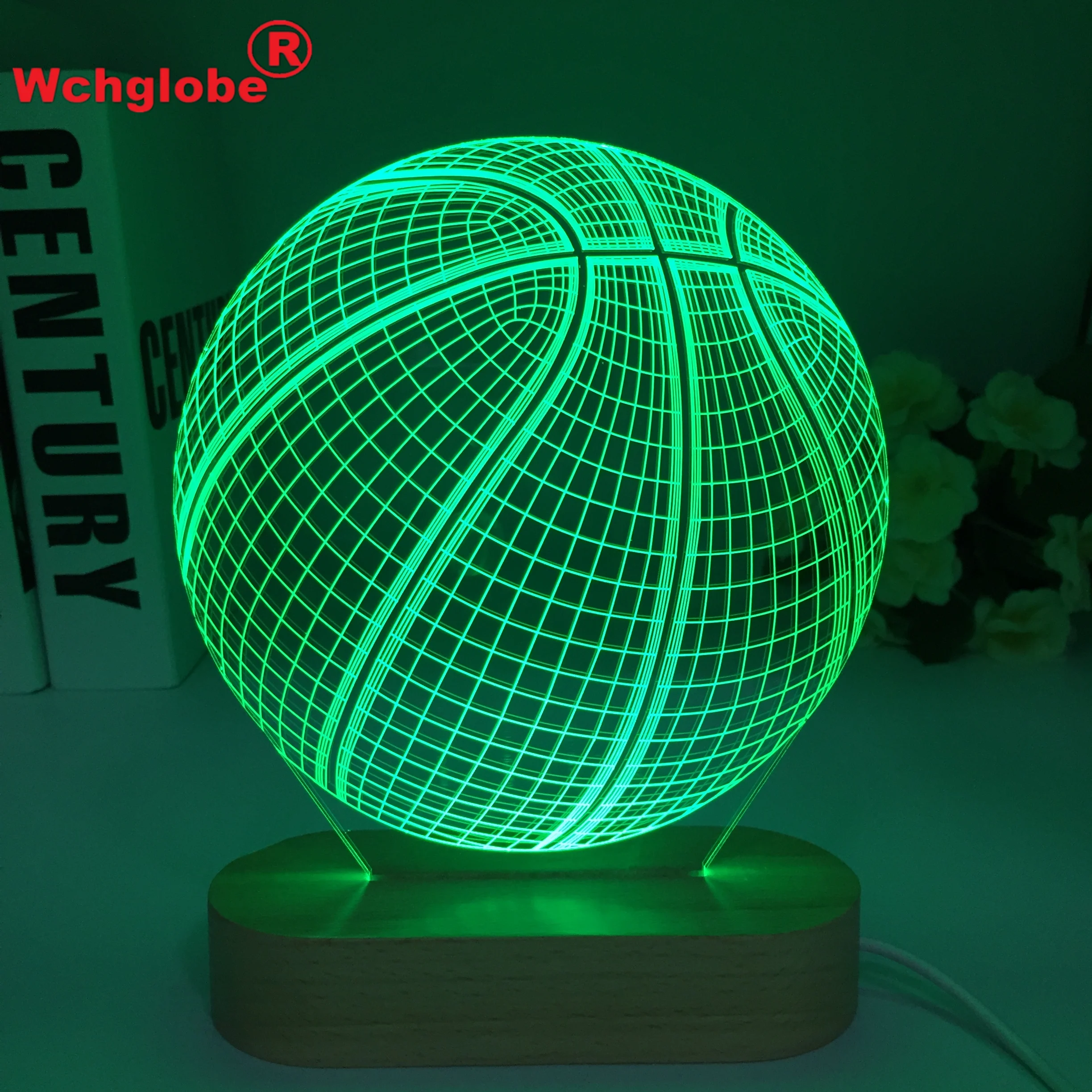 

3d Illusion Night Lamp Wood Basketball Ball Hologram Acrylic Nightlight for Room Decor Unique Gift Wooden Bedroom Night Light